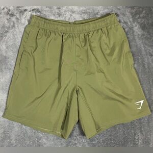 Gymshark Mens Athletic Shorts Green Logo Lightweight Training‎ Gym Size M